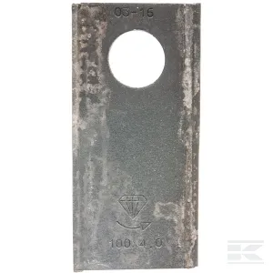 Kaszapenge bal 100x48x4 mm, Ø21 mm-es furat,