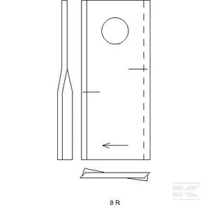 Kaszapenge jobb 106x48x4 mm, Ø19 mm-es furat - Image 2